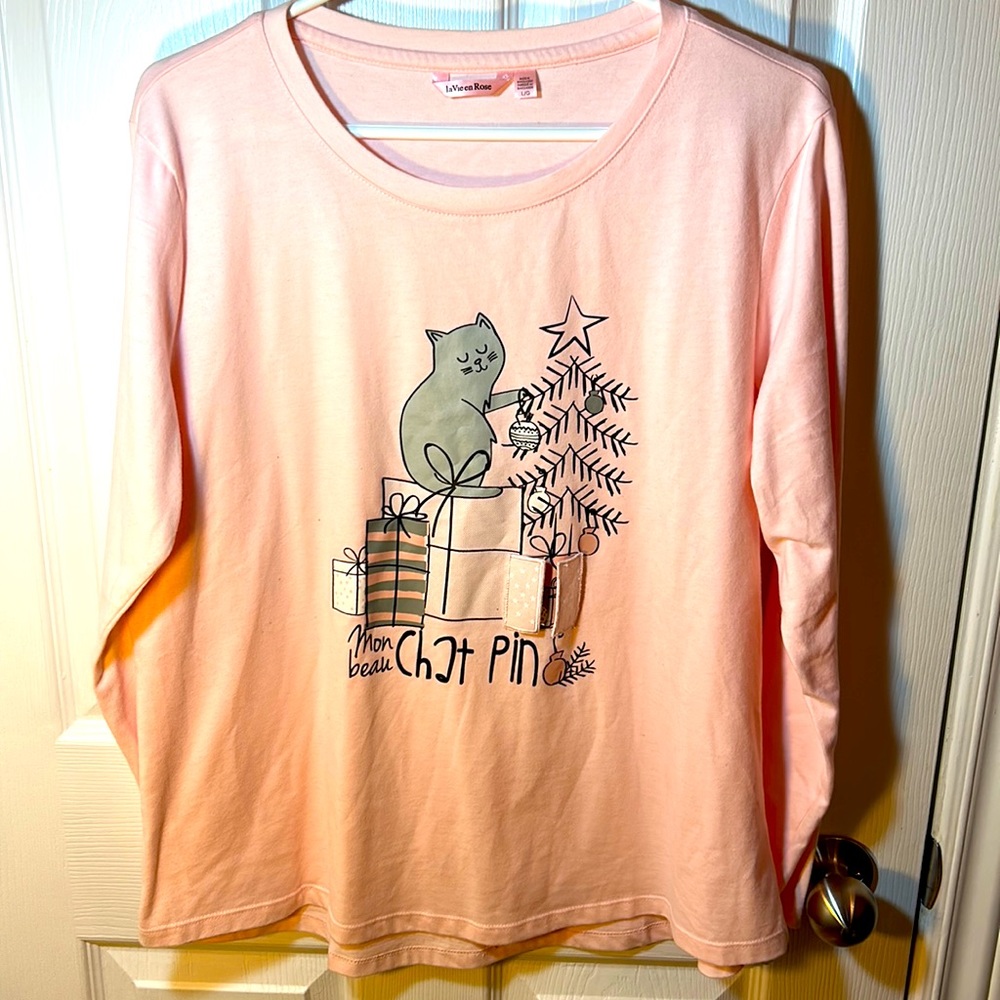La Vie En Rose Pink Cat & Gifts Long Sleeve Pajama Top